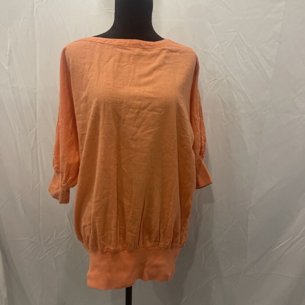 Vintage 80’s Ladies Sweater sweatshirt peachy orange cold shoulder New Wave